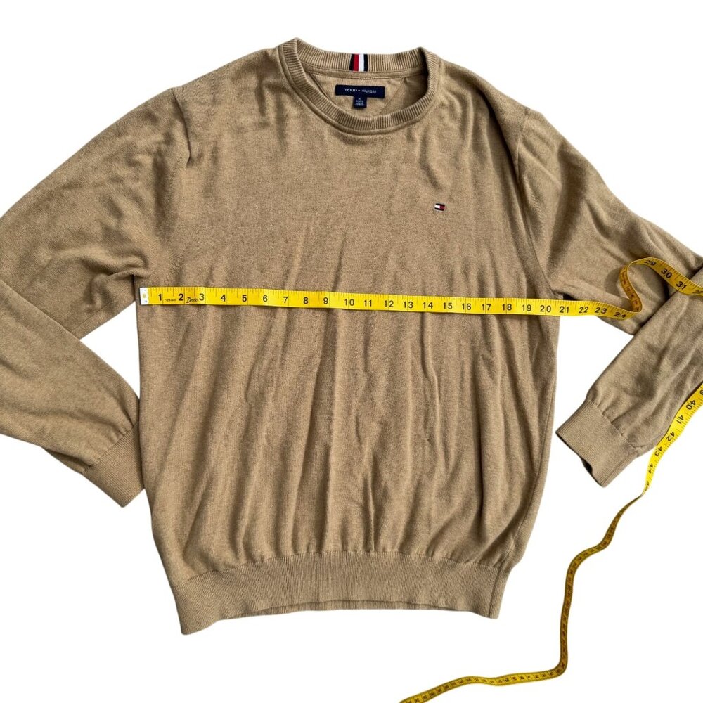 Tommy Hilfiger Mens Beige Crewneck Sweater Size XL Long Sleeve Cotton Blend - Picture 3 of 5